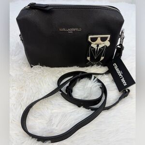 Karl Lagerfeld Paris Black Adjustable Strap Crossbody